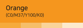 Orange : CMYK : 0, 37, 100, 0